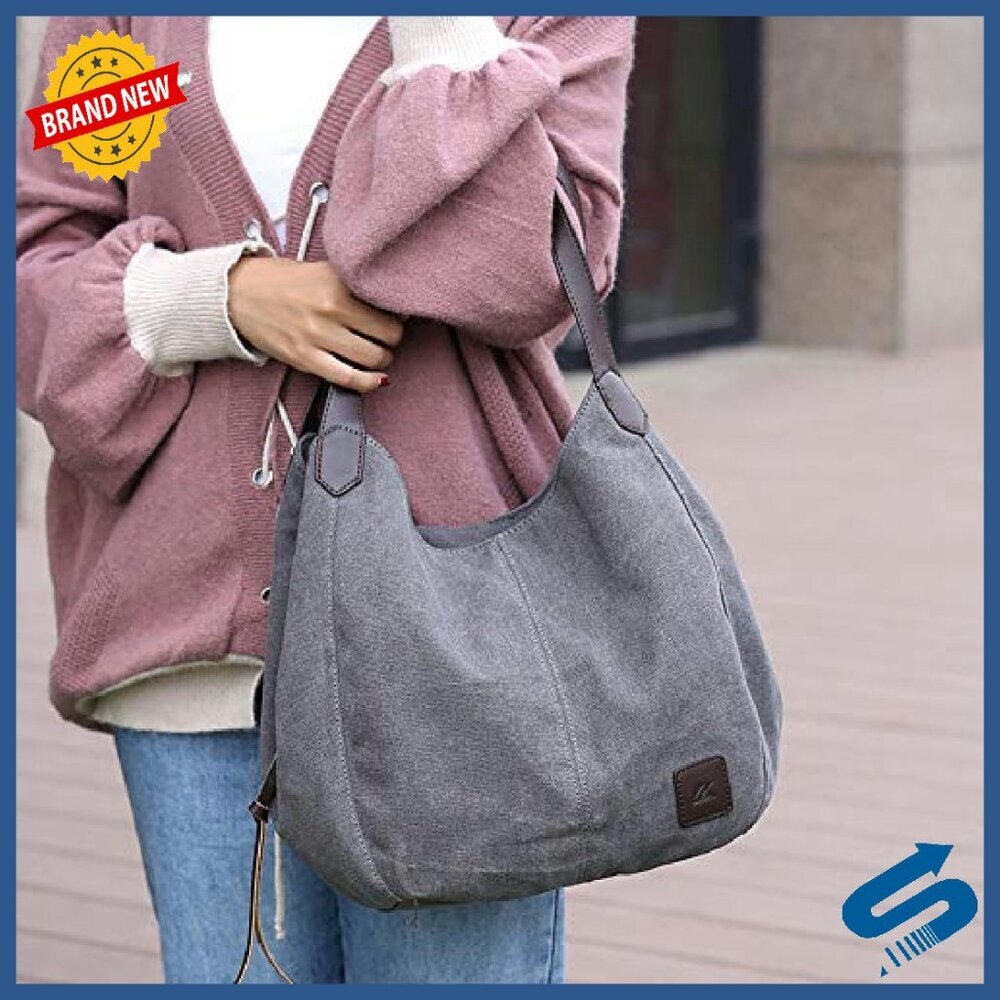 Canvas Tote Bag with Multiple Pockets - Medium/Large Size Options - Picture 7 of 8